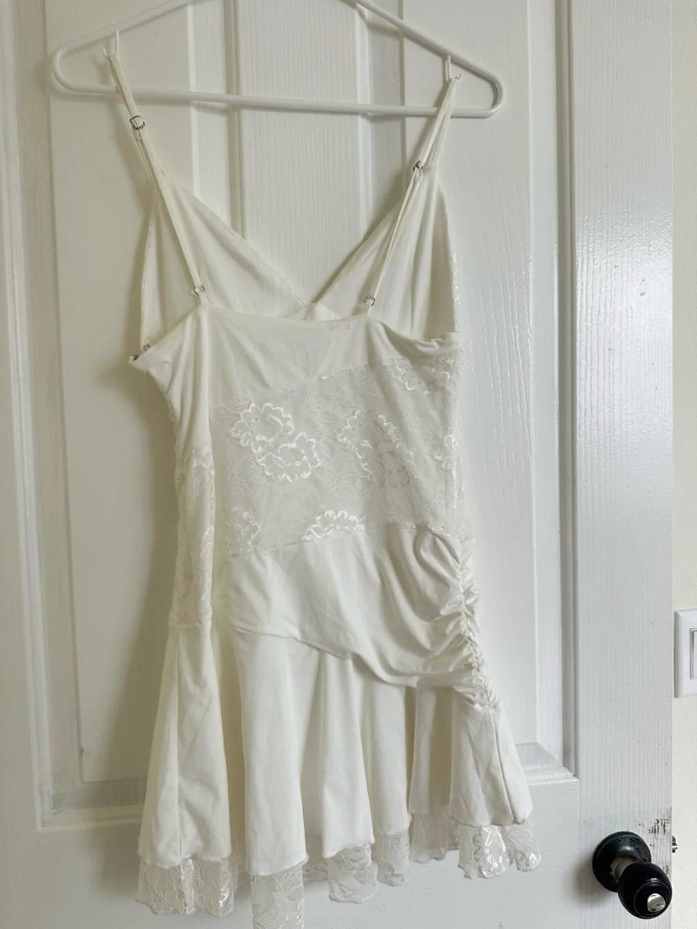 Princess Polly White Lace-Trim Mini Slip Dress